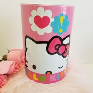 Hello Kitty Pink Logo Tin Can  Coin Bank NEW